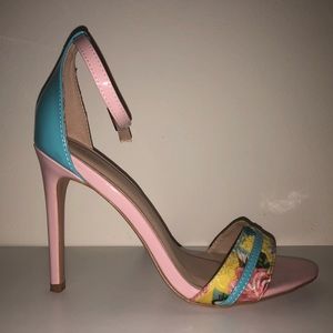 Pink & blue high heel pumps